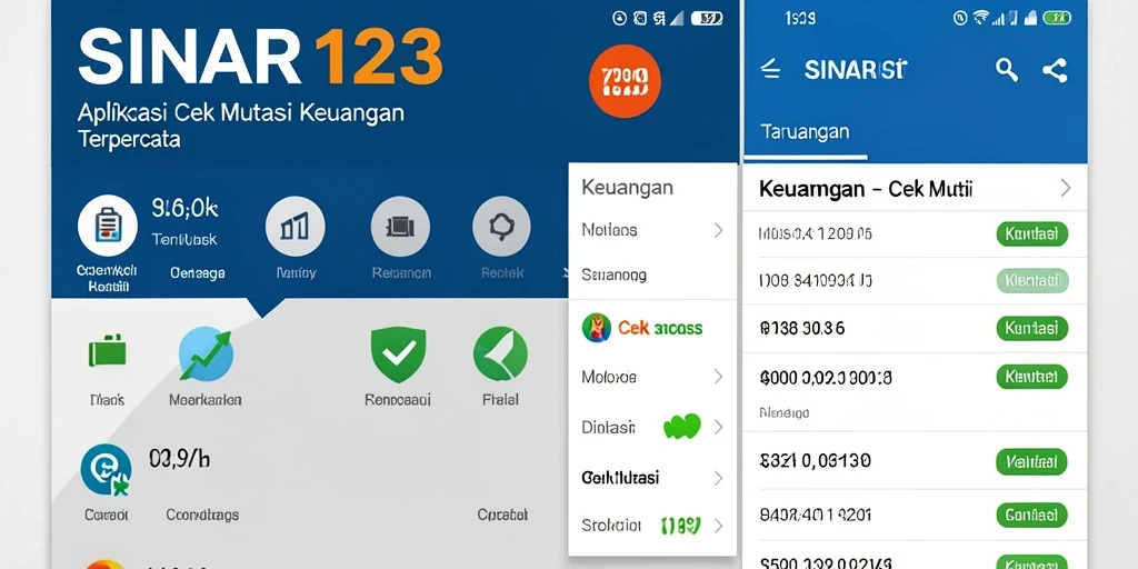 Antarmuka aplikasi SINAR123 menampilkan cek mutasi keuangan yang jelas dan terorganisir.