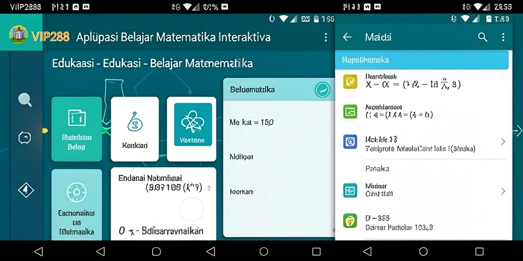 Antarmuka aplikasi VIP288 yang interaktif untuk belajar matematika.
